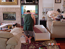 Dave assembling the cabinet.